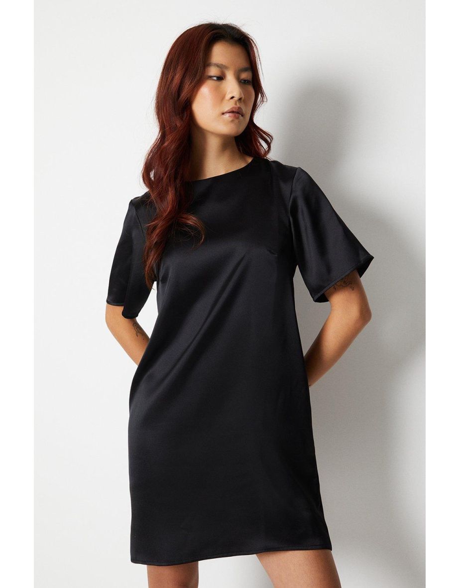 Relaxed Fit Boxy Satin Tee Shirt Dress
