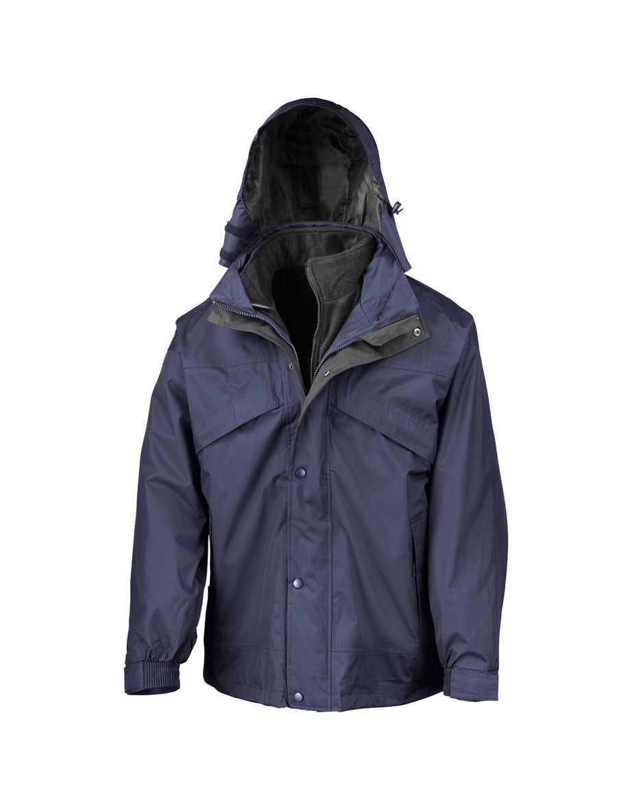 Result Mens Fleece Lined 3 in 1 Waterproof Jacket - Navy/Black