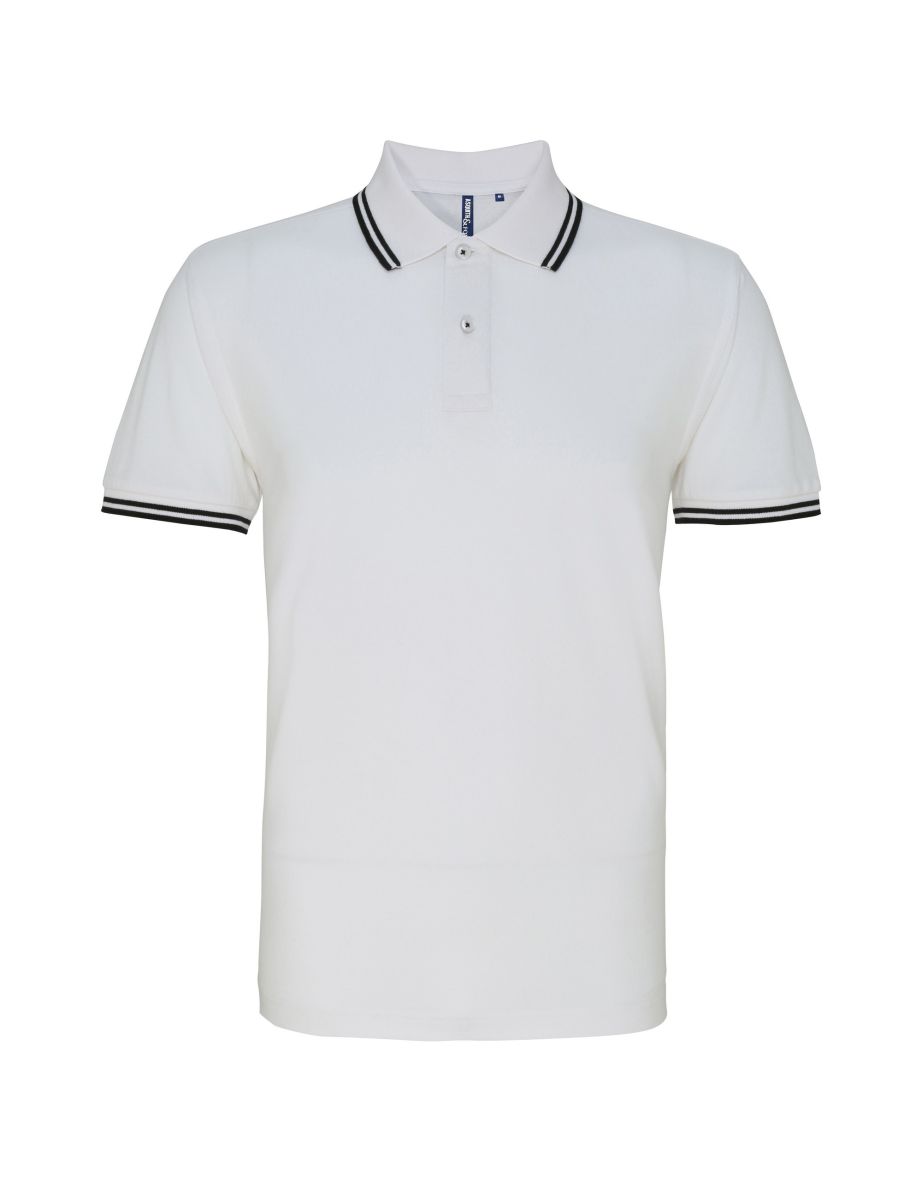 Asquith & Fox Mens Classic Fit Tipped Polo Shirt - White/Black