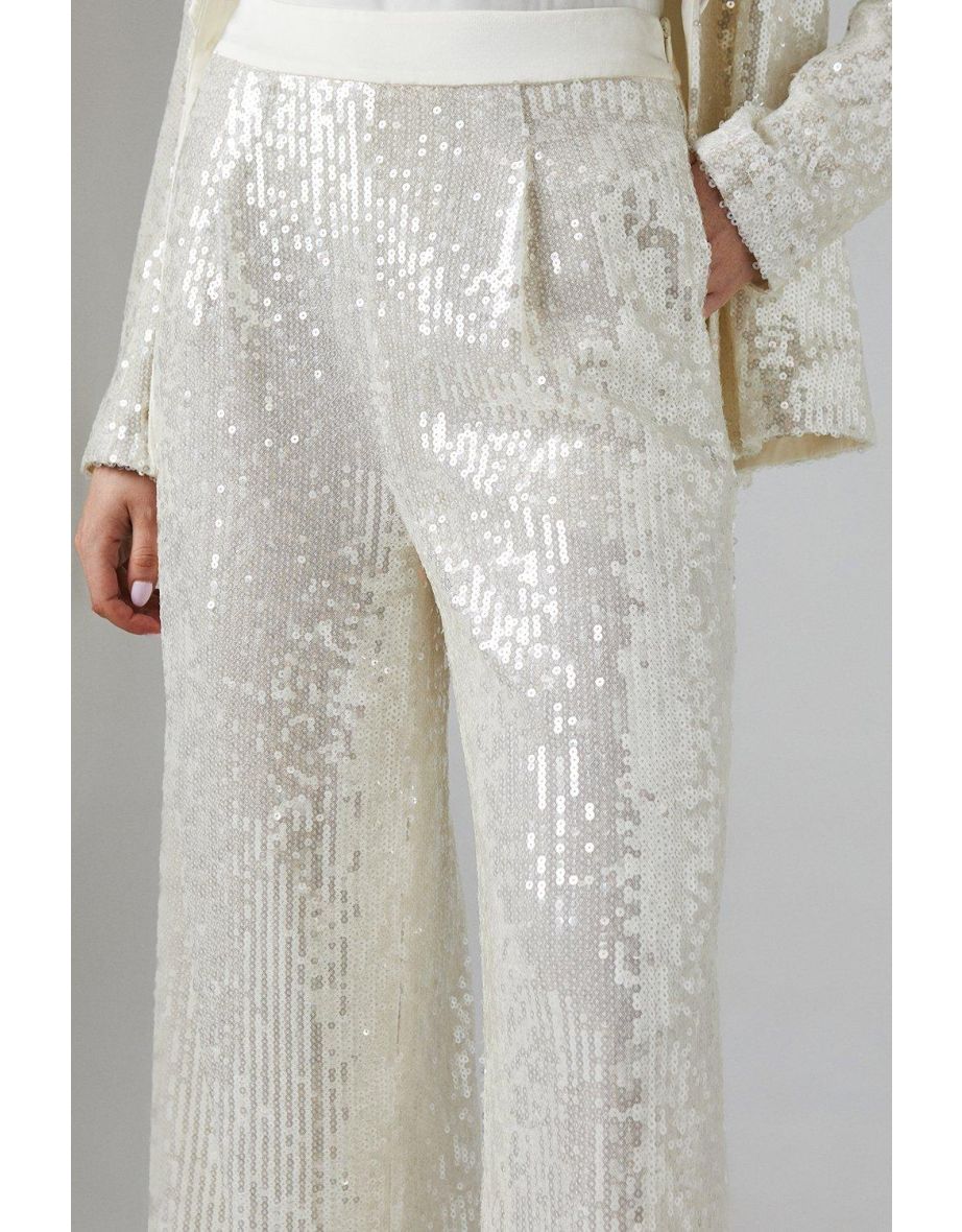 Clear Sequin Wide Leg Trouser - 3
