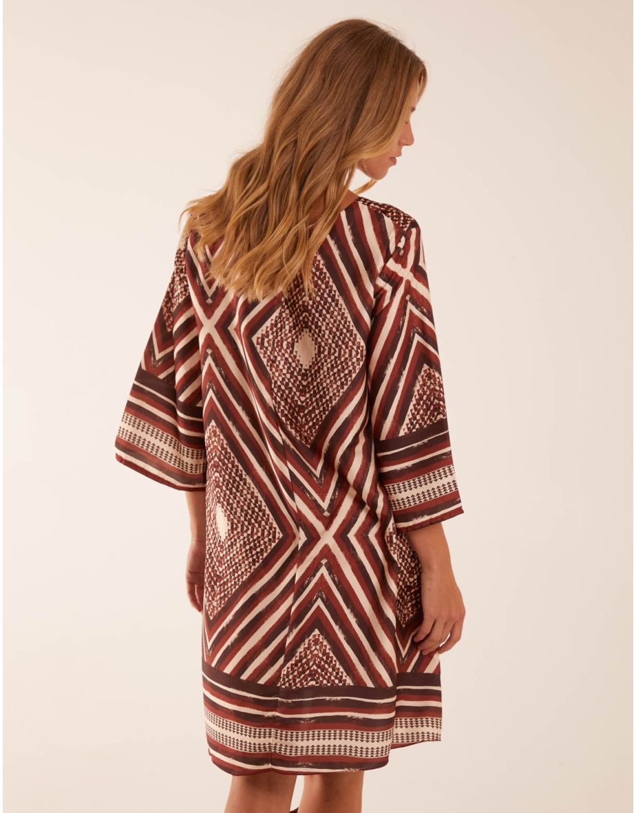 Aztec Border Straight Line Midi Dress - 3