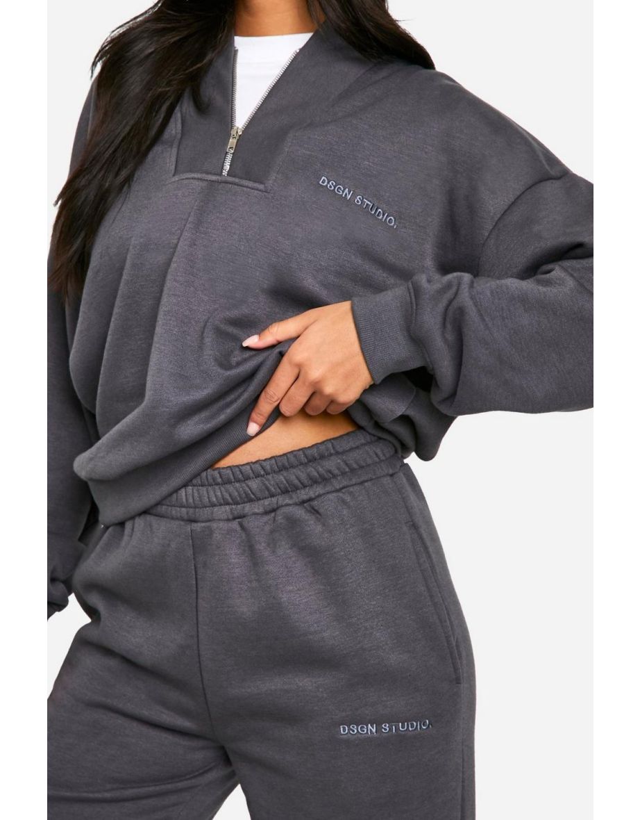 Tall Half Zip Seam Detail Tracksuit - charcoal - 3