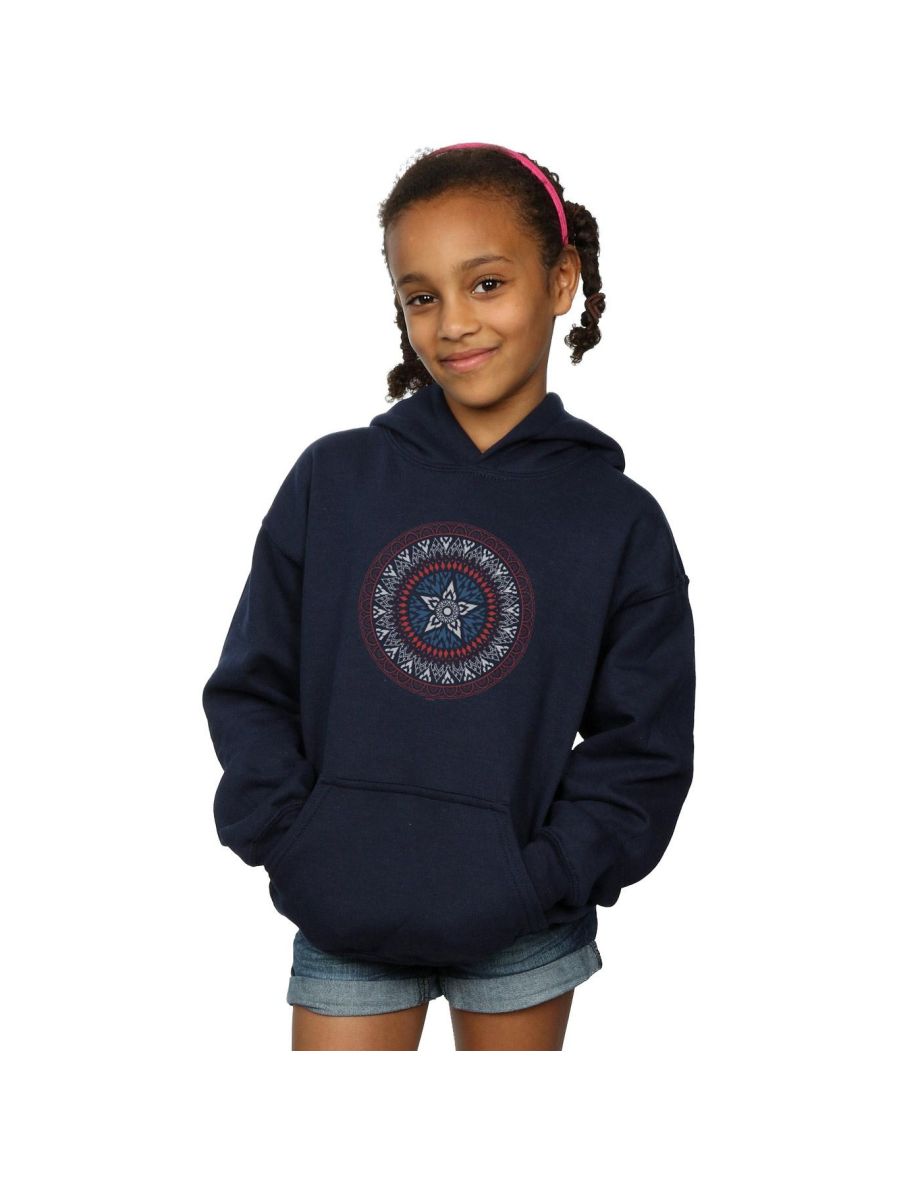 Shop Marvel Girls Captain America Ornamental Shield Hoodie Navy Blue Online in Qatar VogaCloset