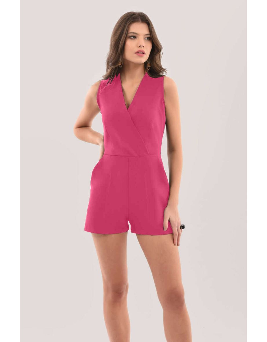 Closet London Pink Wrap Pleated Playsuit