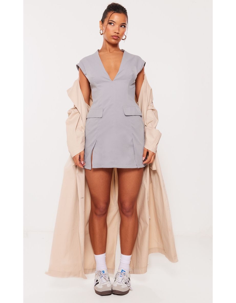 Grey shop plunge dress