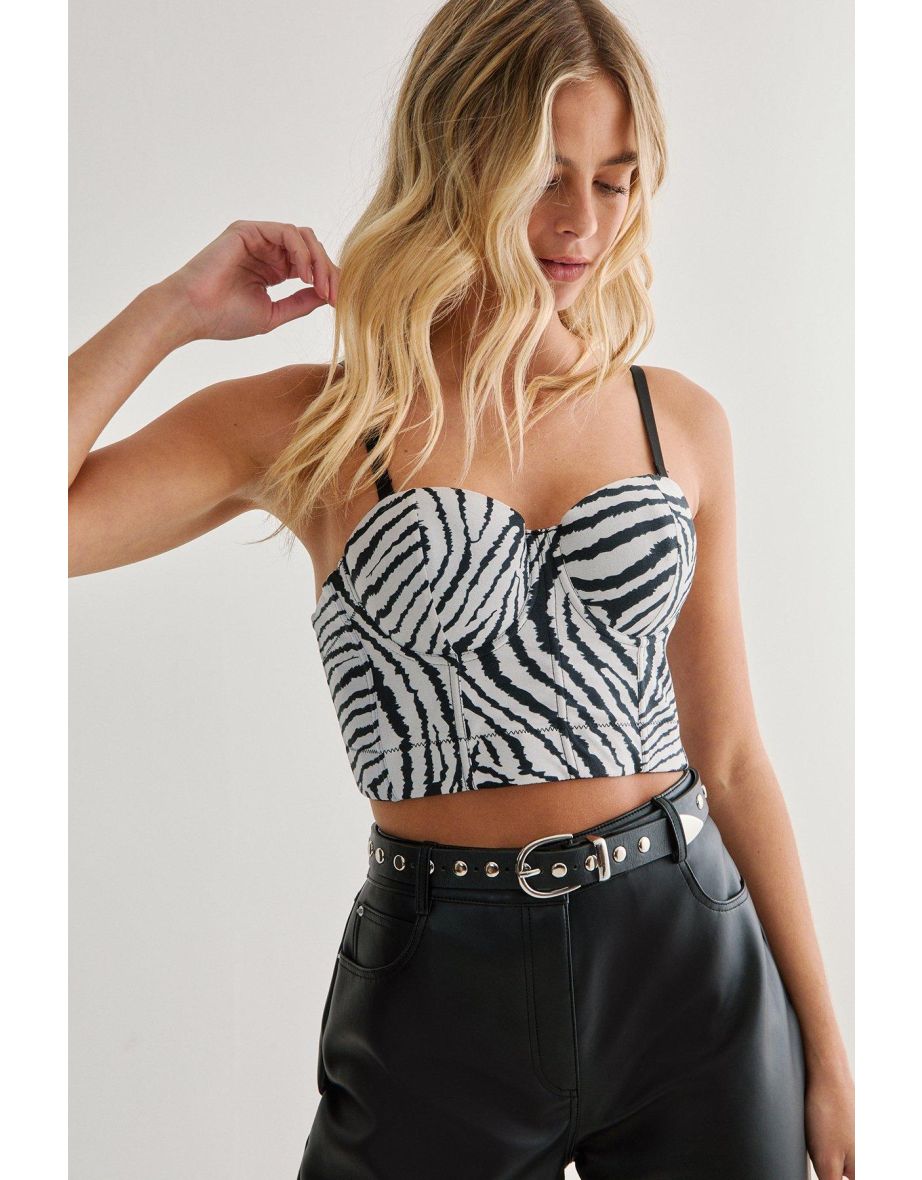 Zebra Print Bustier Top
