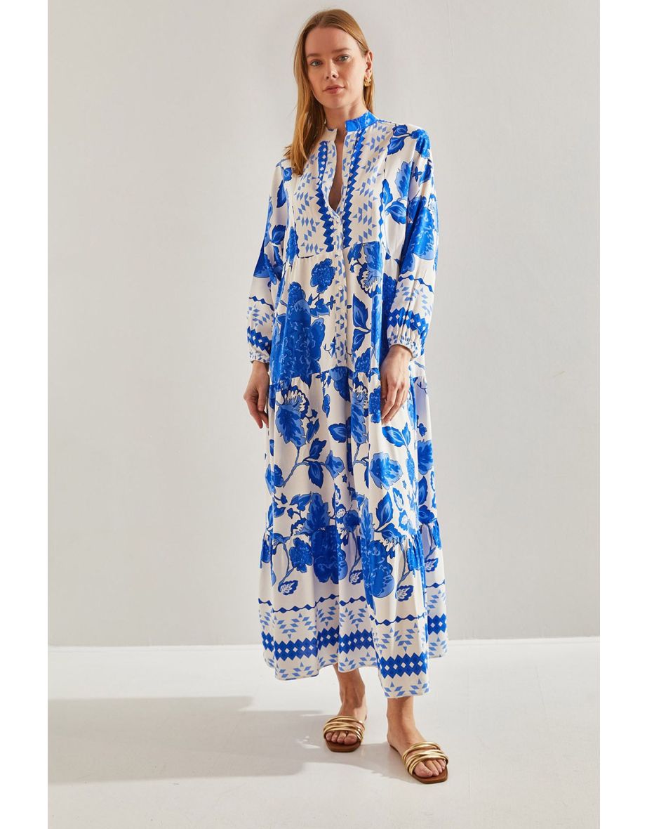 Women's Multi Patterned Viscose Dress - 5