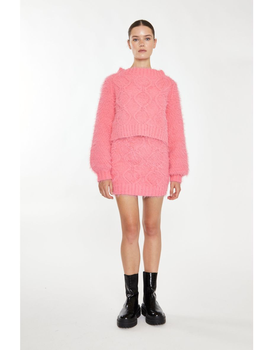 Glamorous Pink Knit Long Sleeve Jumper