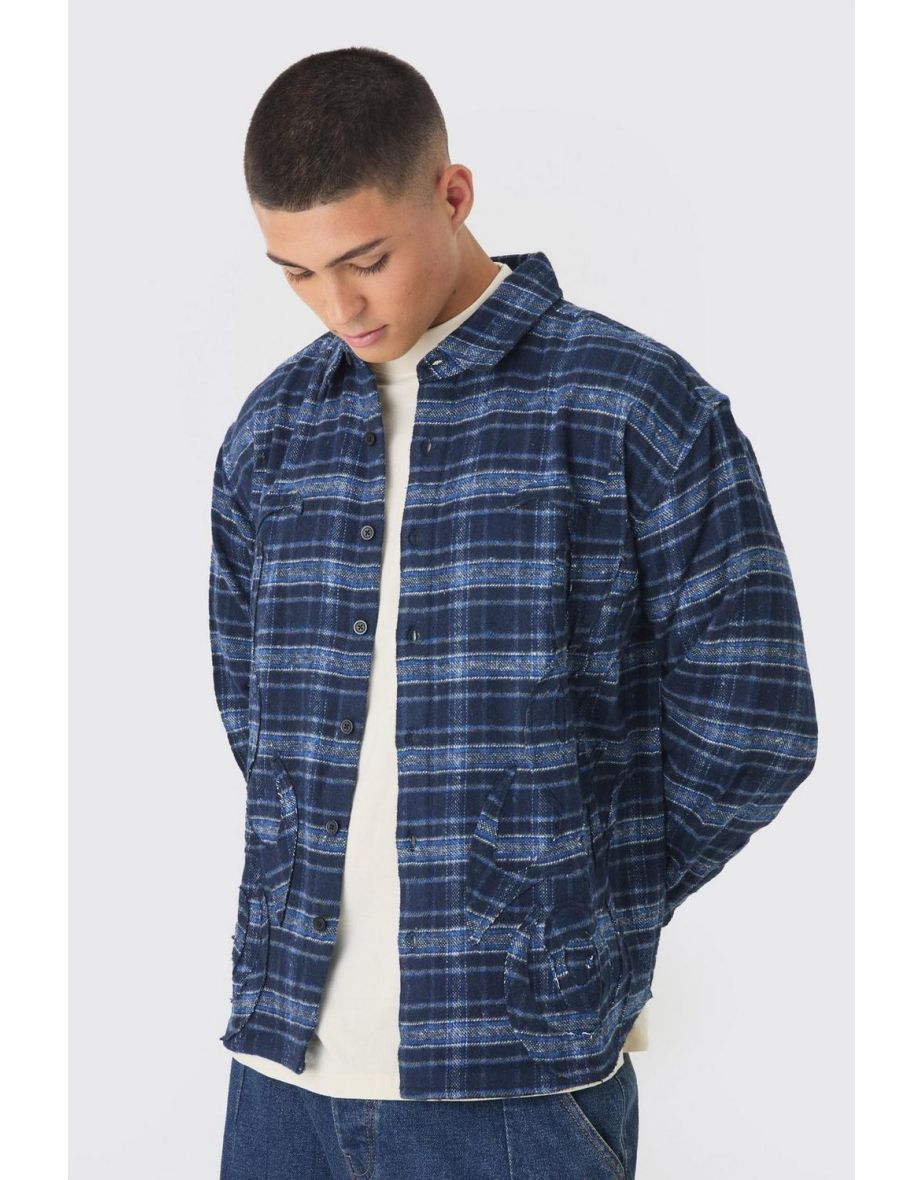 Oversized Flame Applique Check Shirt