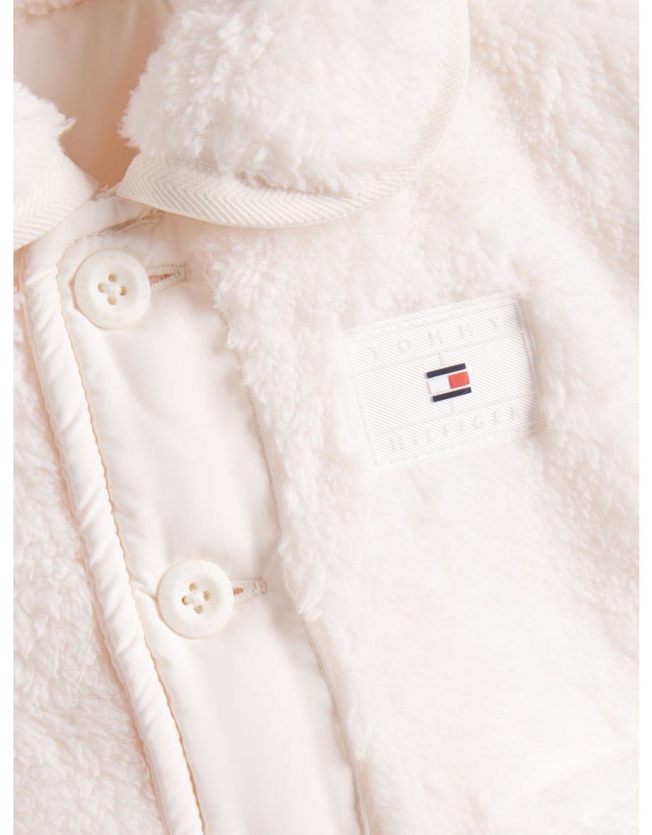 Tommy Hilfiger Baby Girls Reversible Teddy Jacket in White - 3