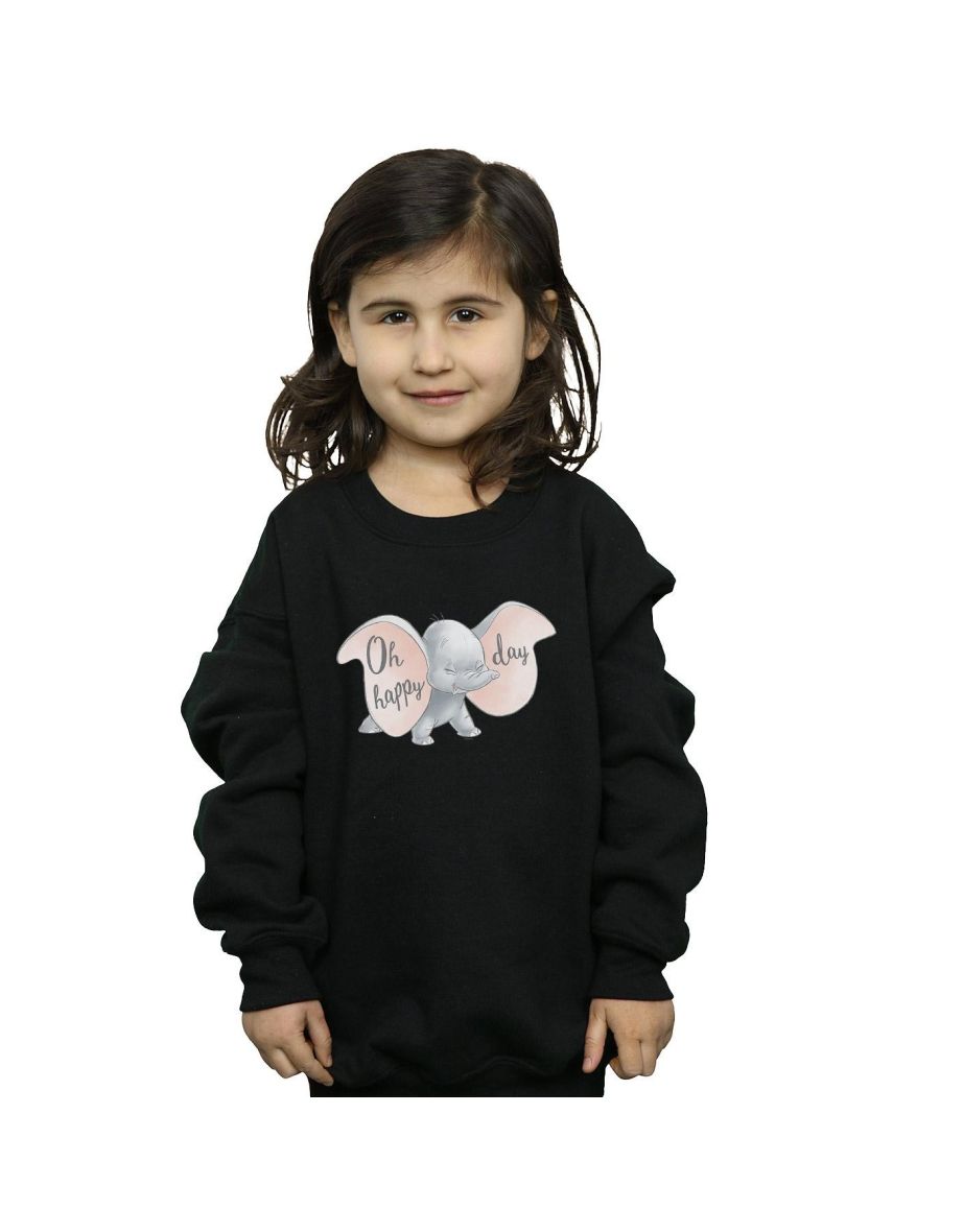 Disney Girls Dumbo Happy Day Sweatshirt - Black