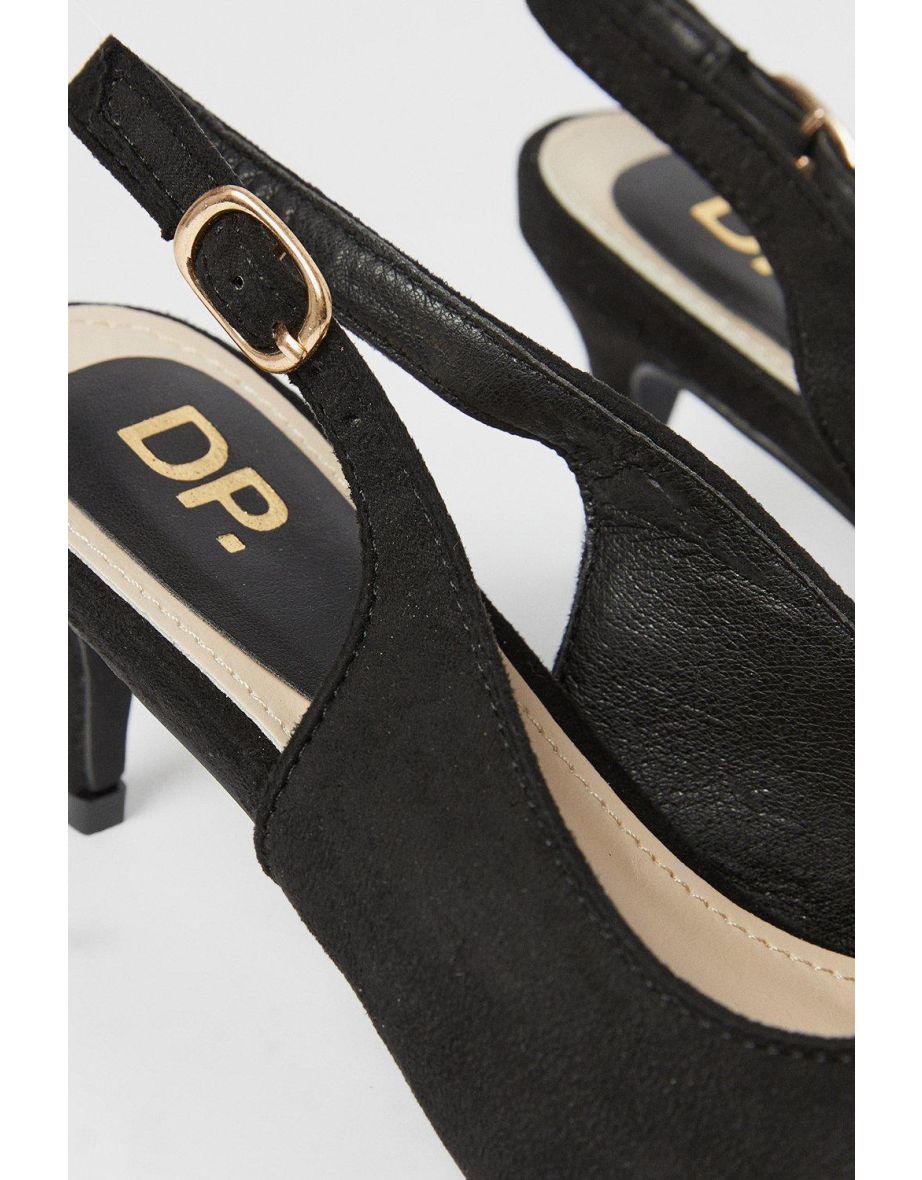 Claudia Pointed Mid Heel Slingback Court Shoes - 3