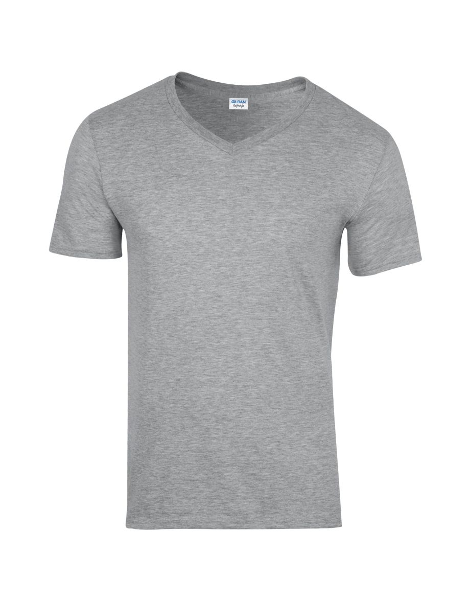 Gildan Mens Soft Style V-Neck Short Sleeve T-Shirt - Sport Grey (RS)
