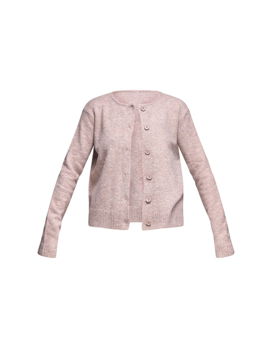 Taupe Melange Soft Knit Basic Button Up Cardigan - 4