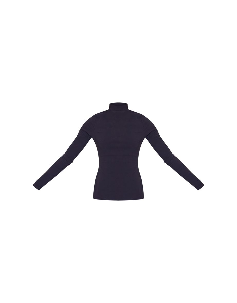 Black Contrast Hem High Neck Bodycon Dress - 4