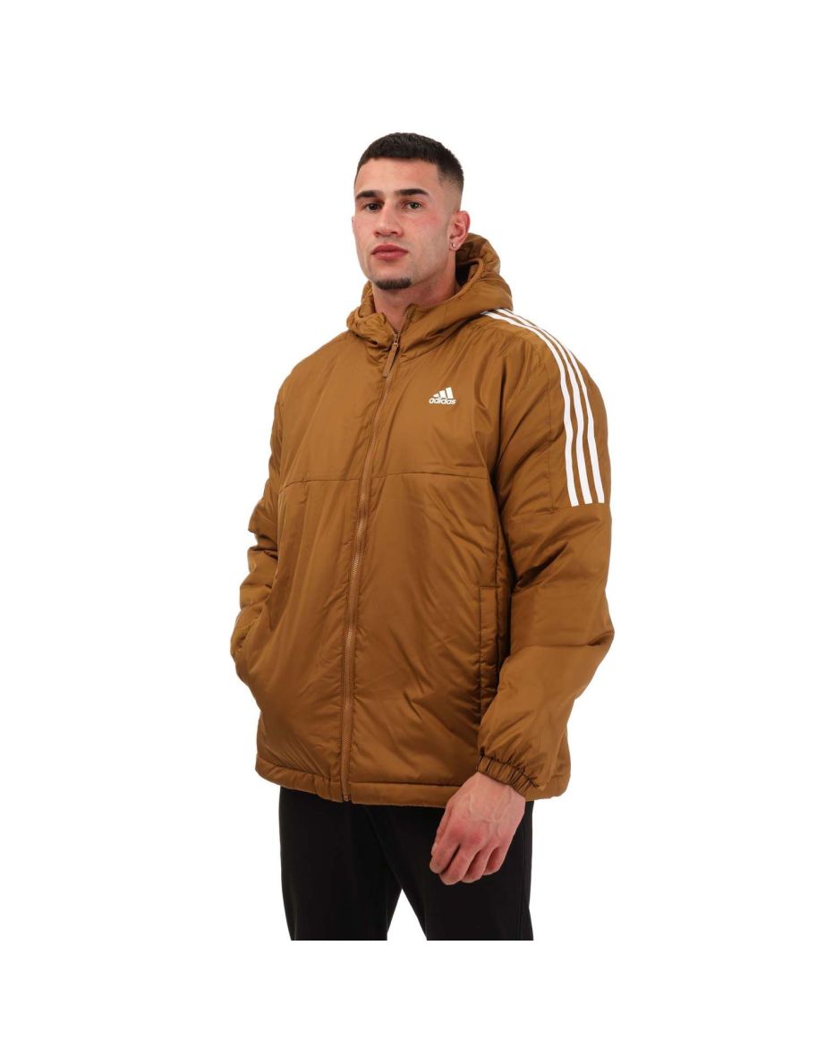 Men's adidas Essentials Insulated Hooded Jacket in Brown