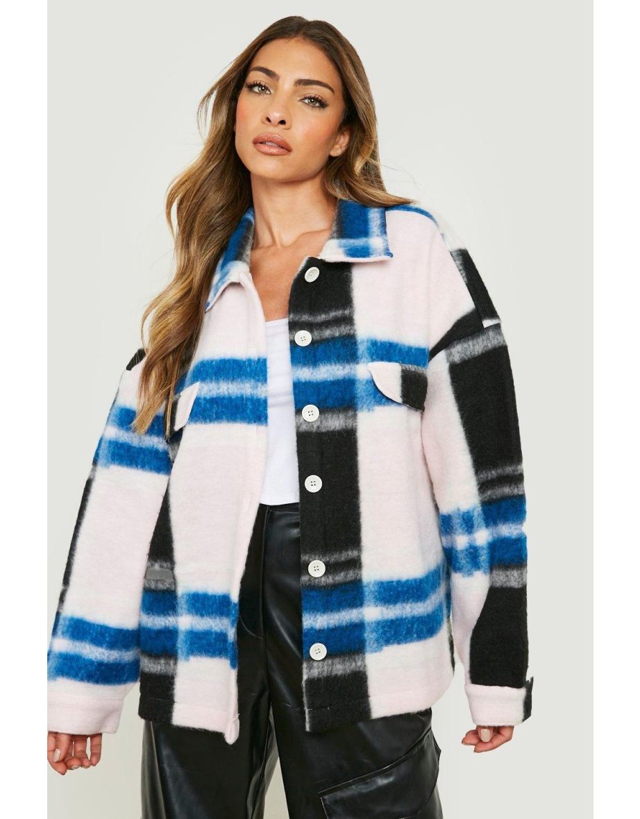 Brushed Cobalt Stripe Shacket - pastel pink