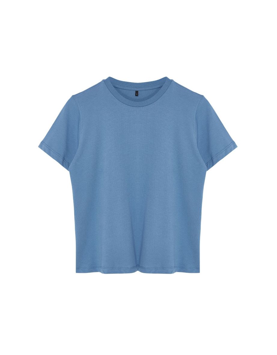 Indigo 100% Cotton Basic Crew Neck Knitted T-Shirt - 6
