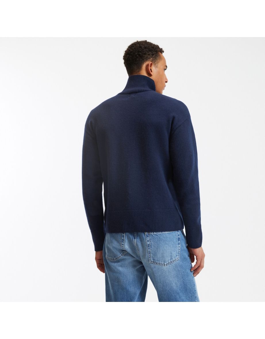 Wool/Cashmere Jumper/Sweater with Funnel Neck, Made in France - 3