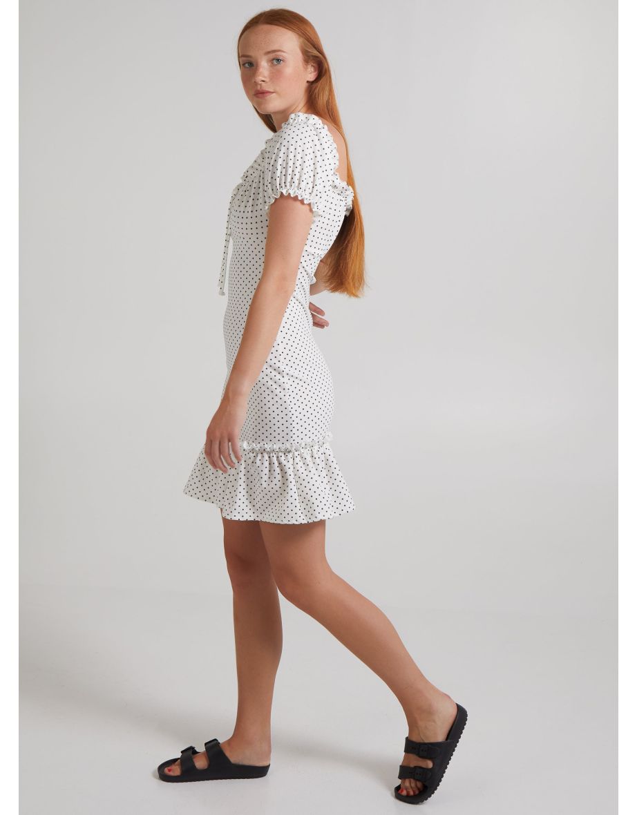 Cute Spotty Puff Sleeve Dress - 5