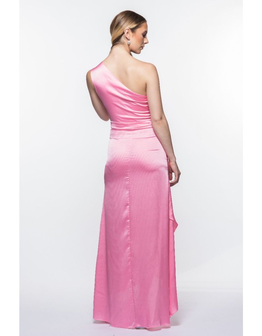 TFNC Delali One Shoulder Bubblegum Pink Maxi Dress - 2