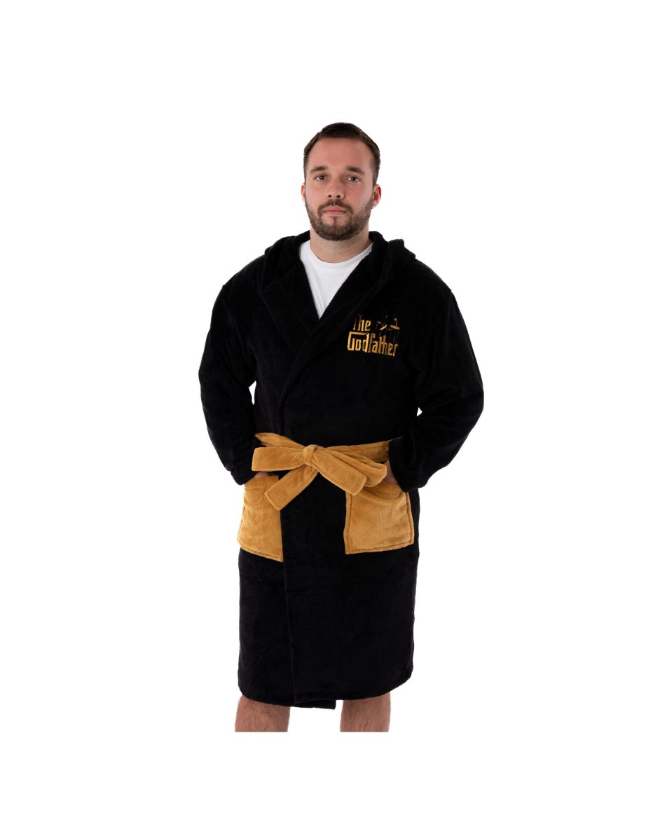 The Godfather Mens Hooded Robe - Black/Gold