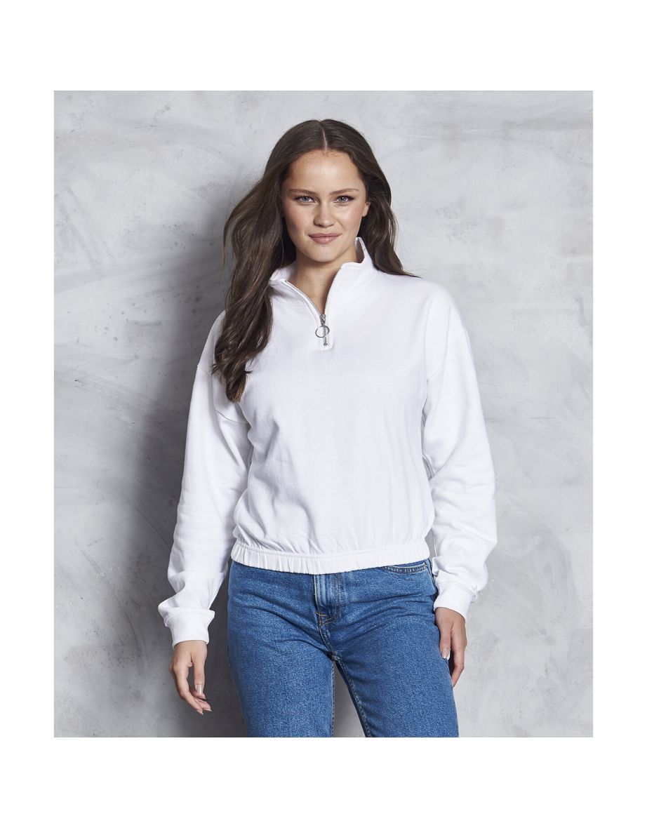 Awdis Womens/Ladies Just Hoods Crop Sweatshirt - Arctic White - 1