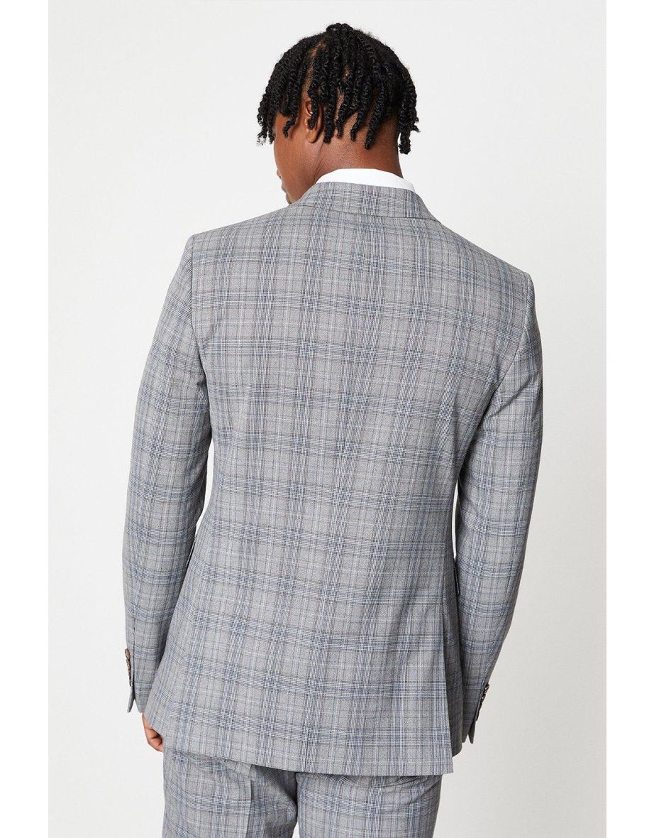 Grey Highlight Check Suit Jacket - 2