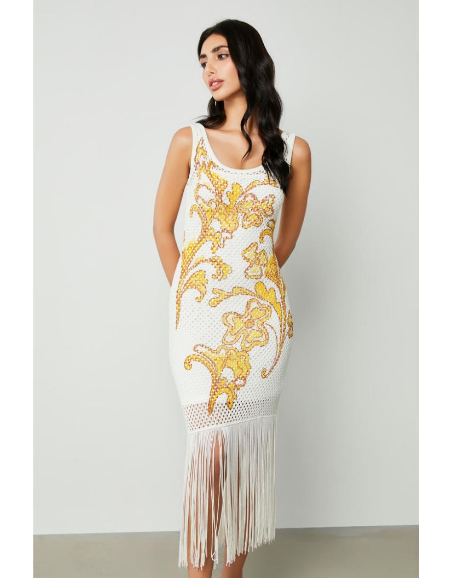 fringe hem knit dress