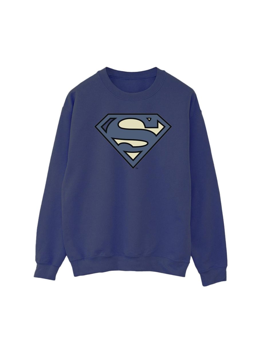 DC Comics Mens Superman Indigo Blue Logo Sweatshirt - Navy Blue - 1