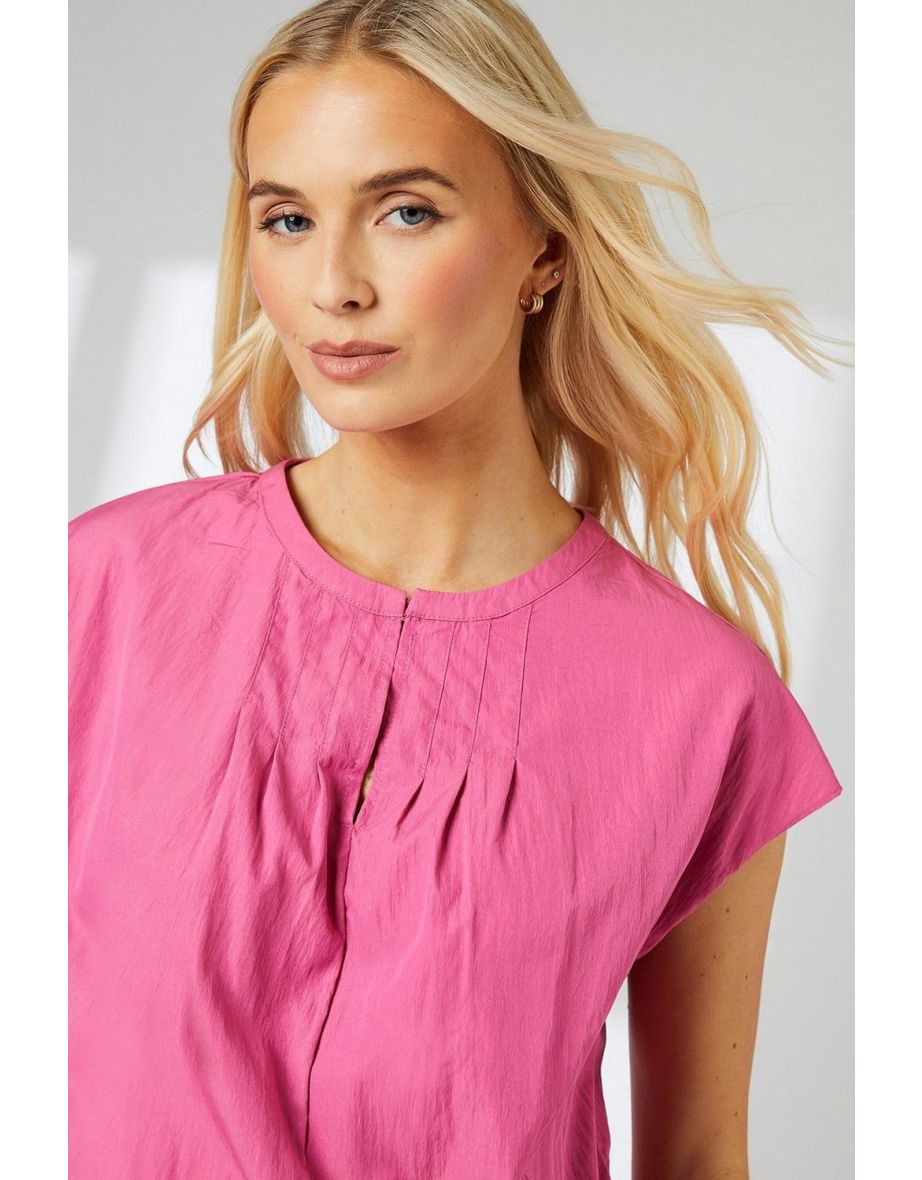 Pink Keyhole Detail Grown On Sleeve Top - 3