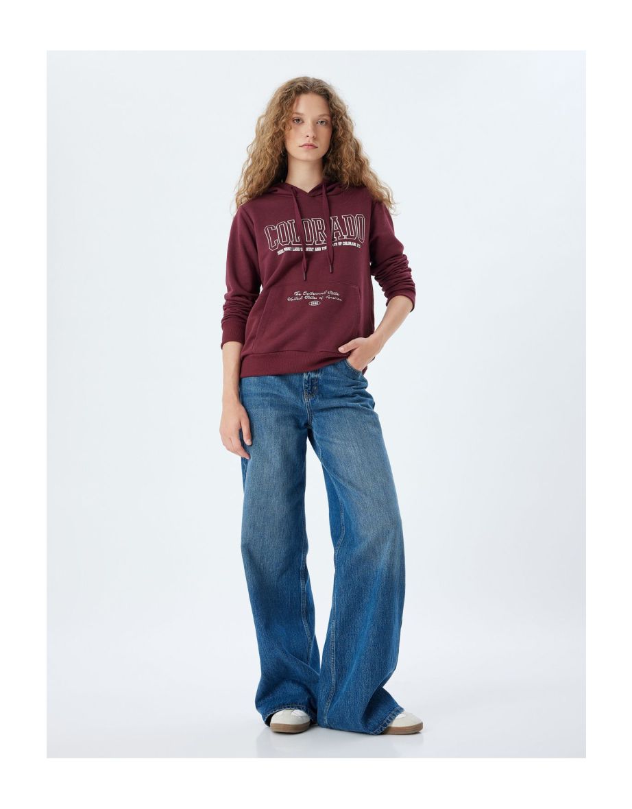 College hoodie Kangaroo Pocket Printed Raised