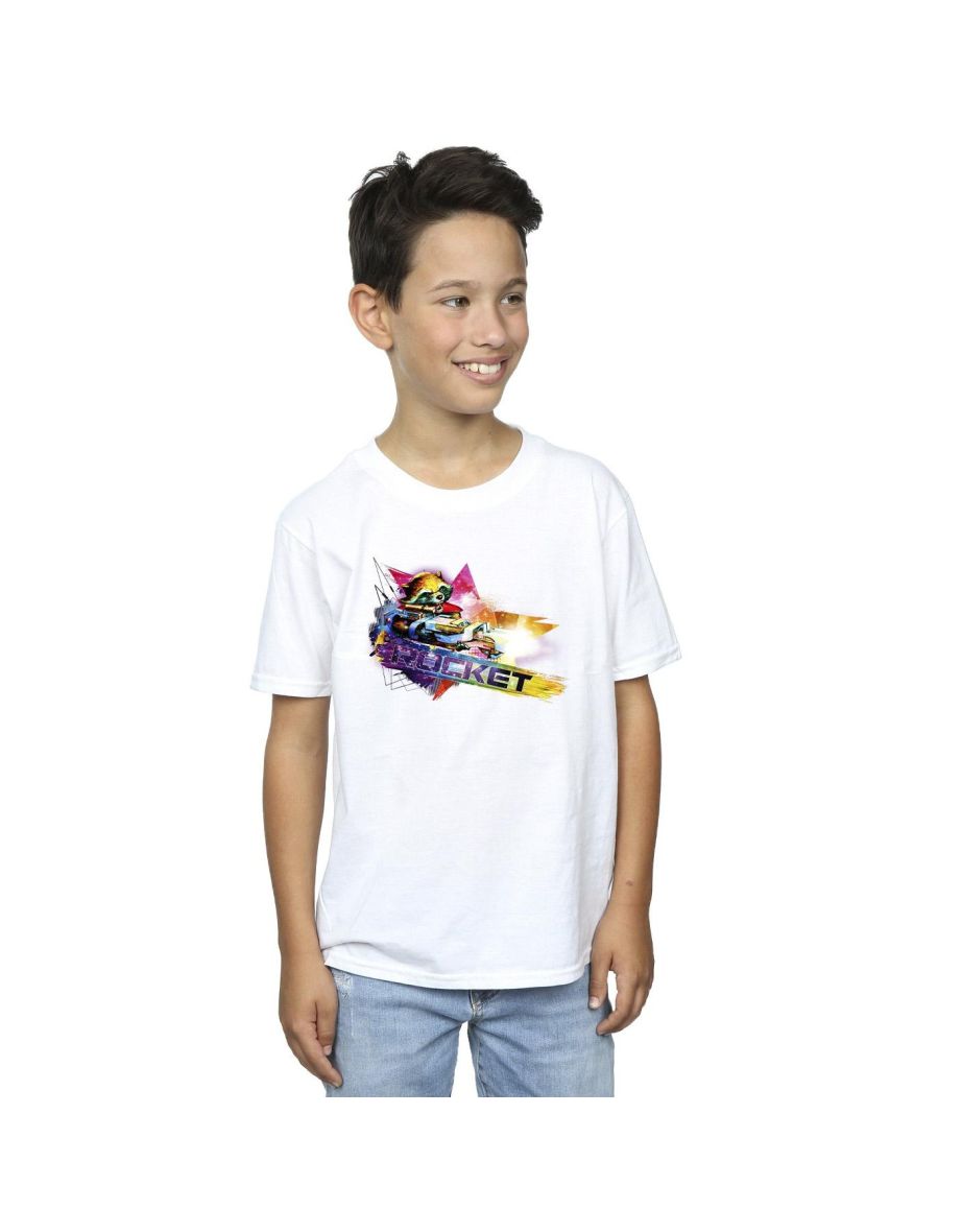 Marvel Boys Guardians Of The Galaxy Abstract Rocket Raccoon T-Shirt - White