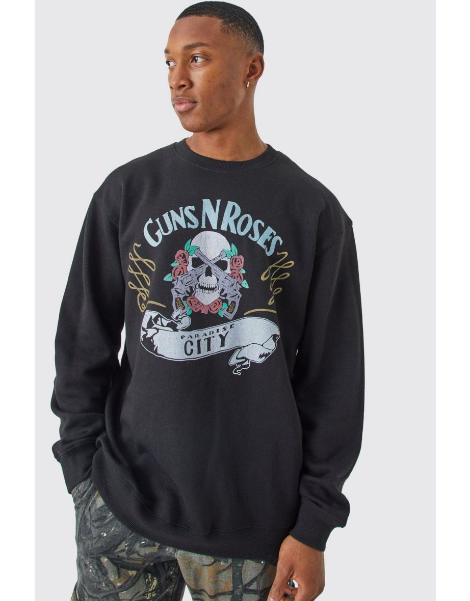 Oversized Guns N Roses Skull City License Sweatshirt - 2