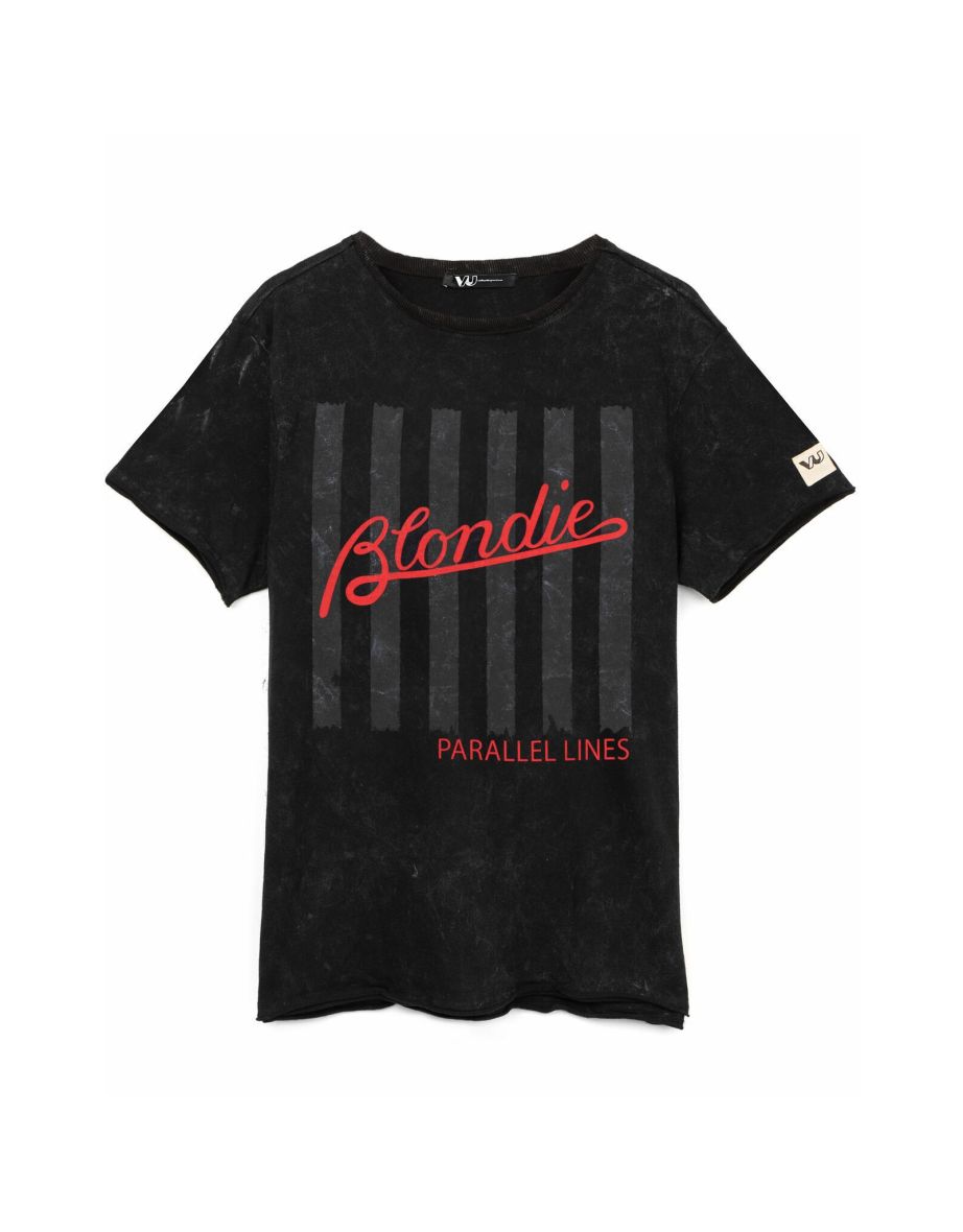 Blondie Unisex Adult Parallel Lines T-Shirt - Black