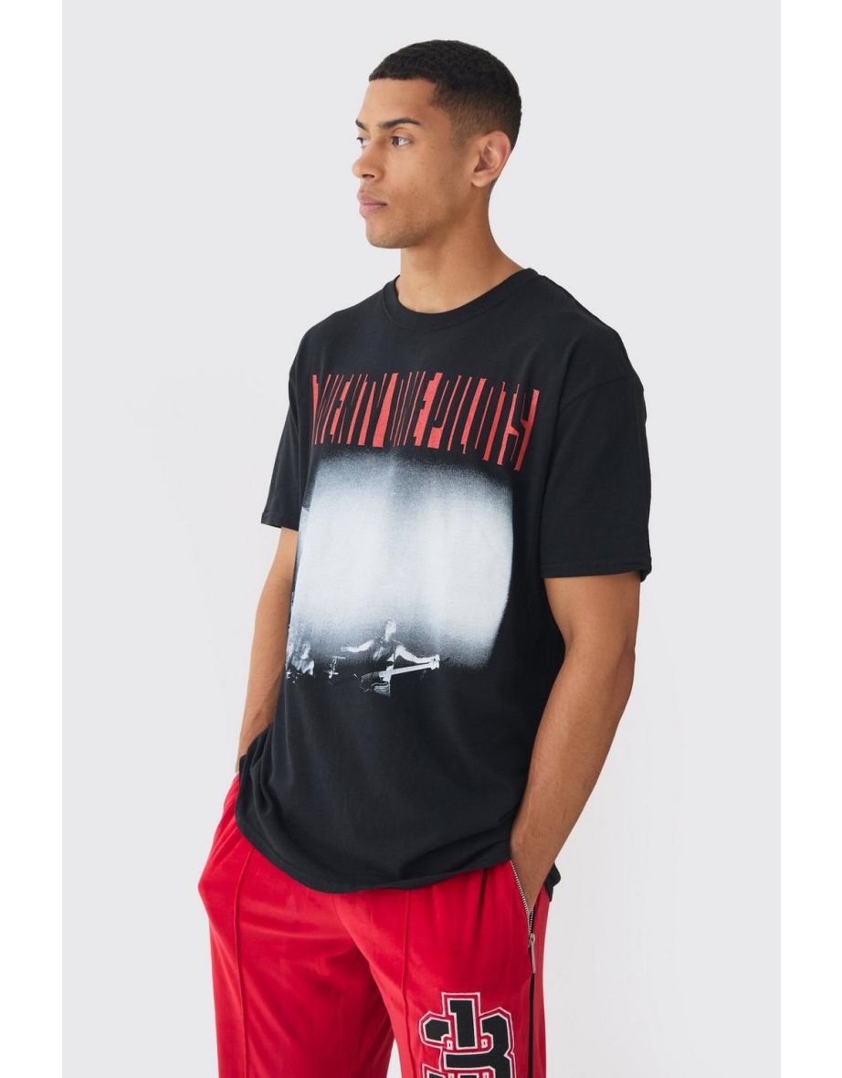 Oversized Twenty One Pilots Band License Print T-Shirt - black