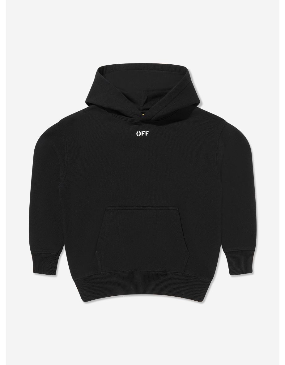 Boys Off Stamp Plain Hoodie in Black