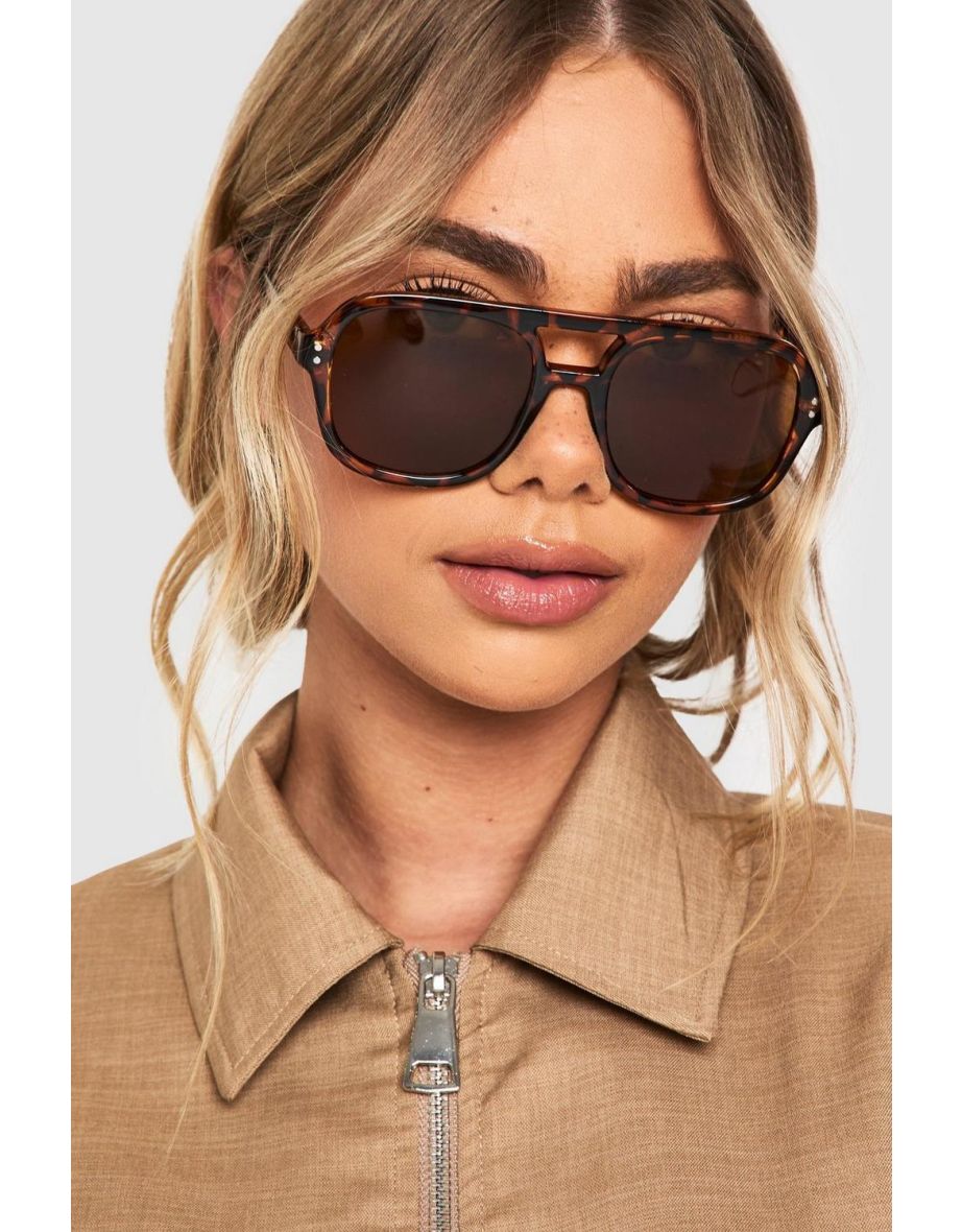 Tortoise Shell Oversized Aviator Sunglasses