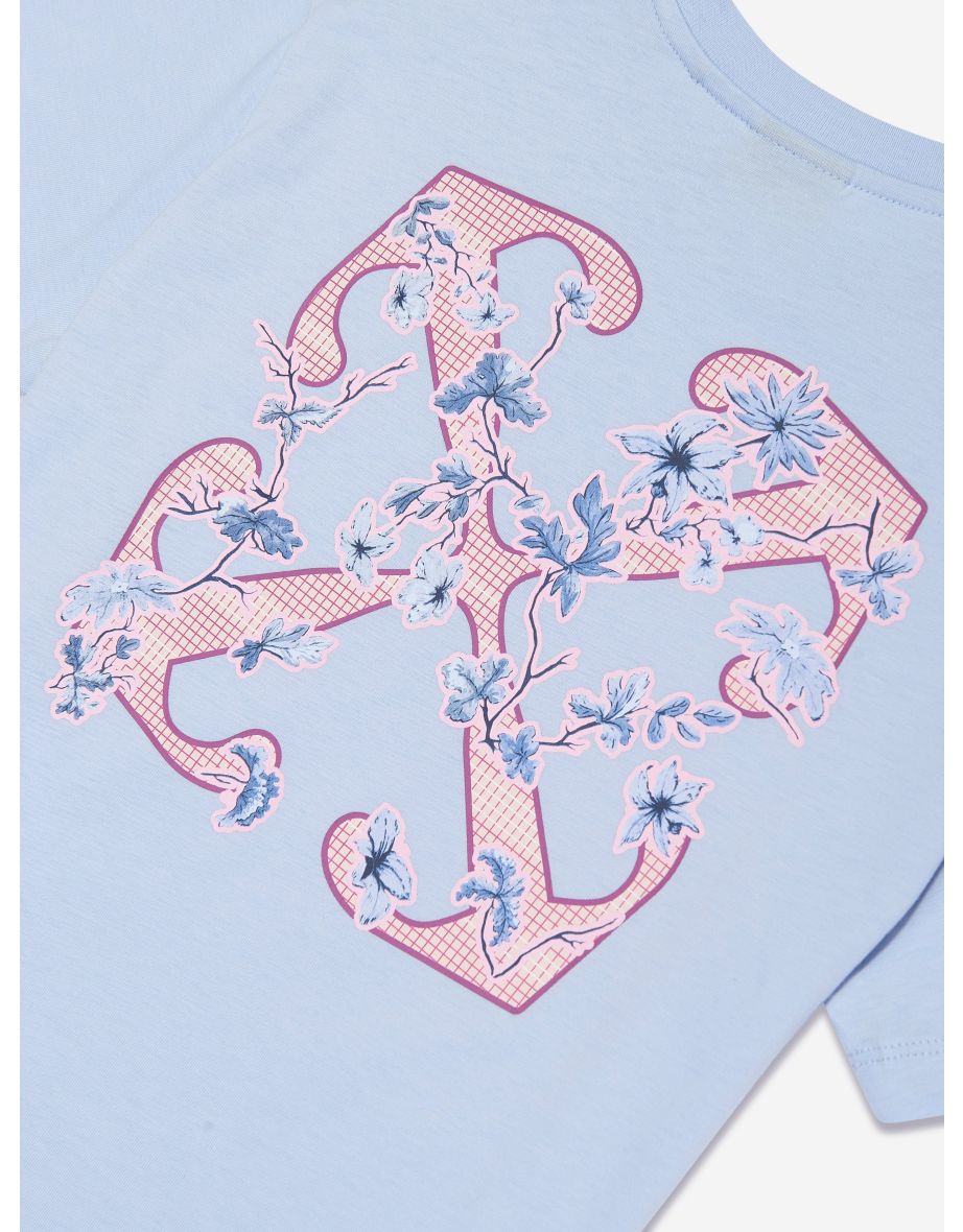 Girls Arrow Flowers T-Shirt in Blue - 3