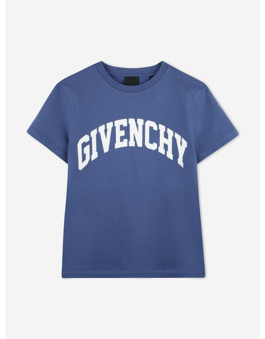 Givenchy Boys Logo Print T-Shirt in Blue