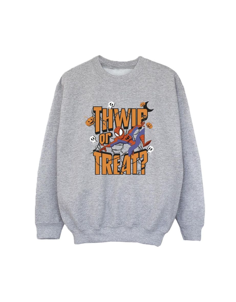 Marvel Boys Spider-Man Thwip Or Treat Sweatshirt - Sports Grey