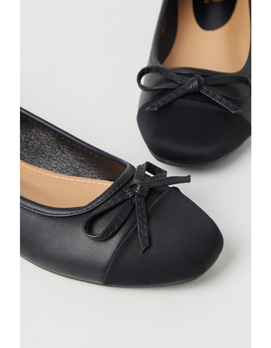 Lindsay Satin Toecap Bow Ballerinas - 3