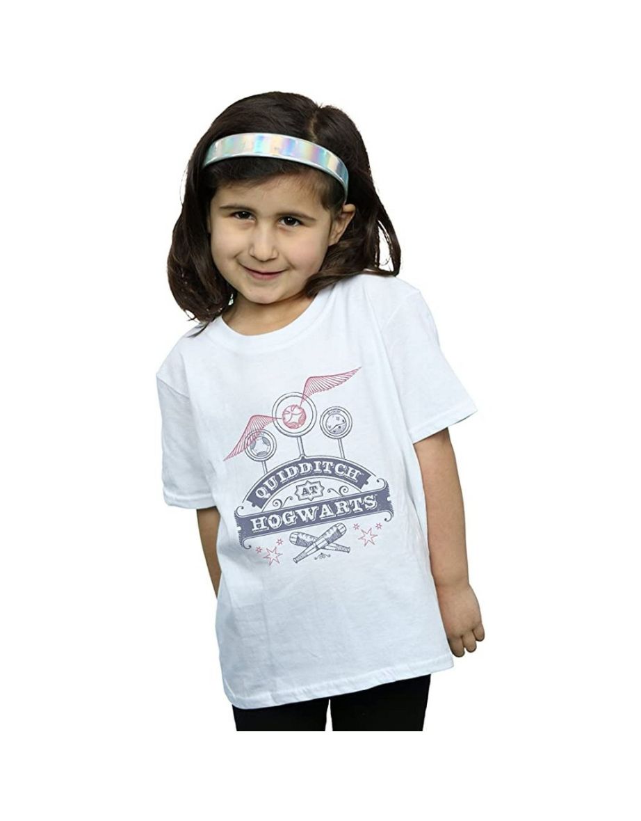 Harry Potter Girls Quidditch At Hogwarts Cotton T-Shirt - White