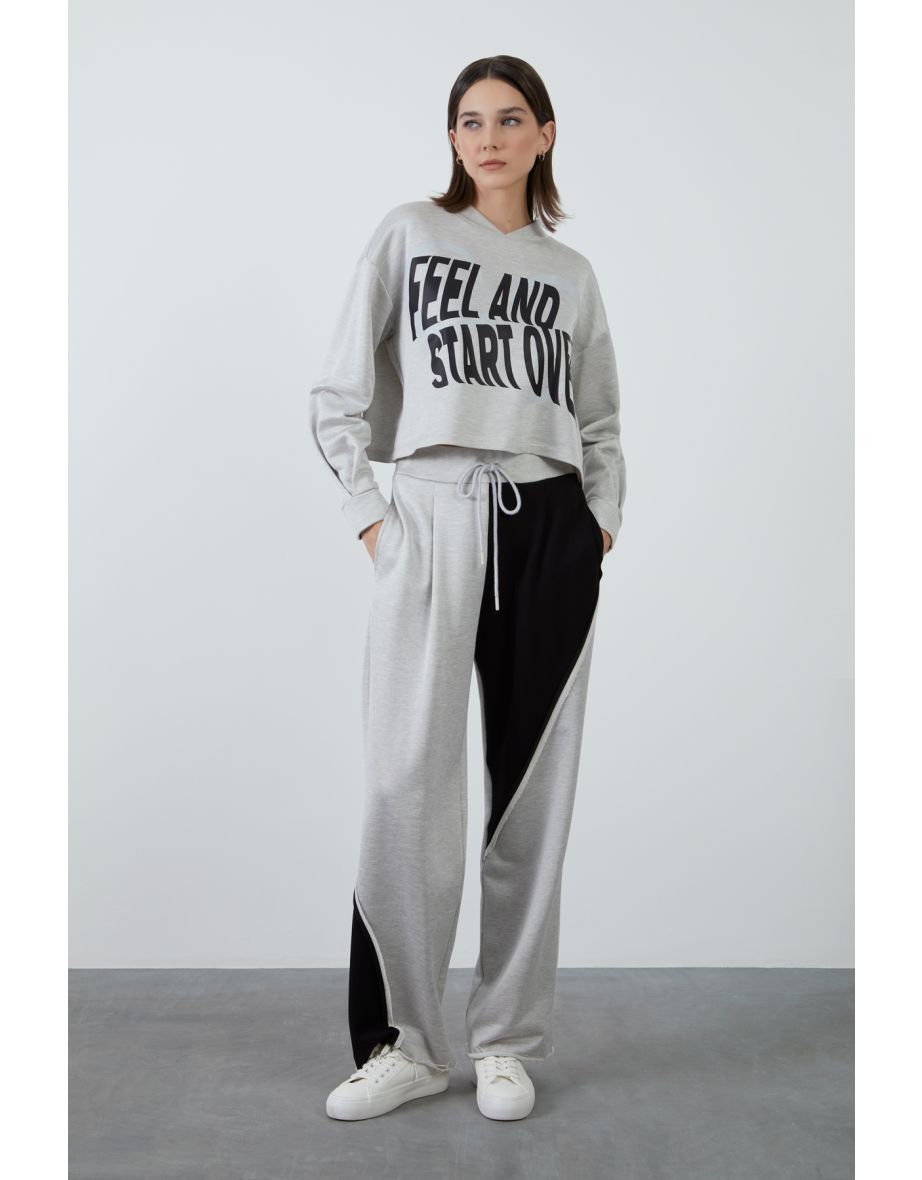 Grey Pants with Garnet Detail