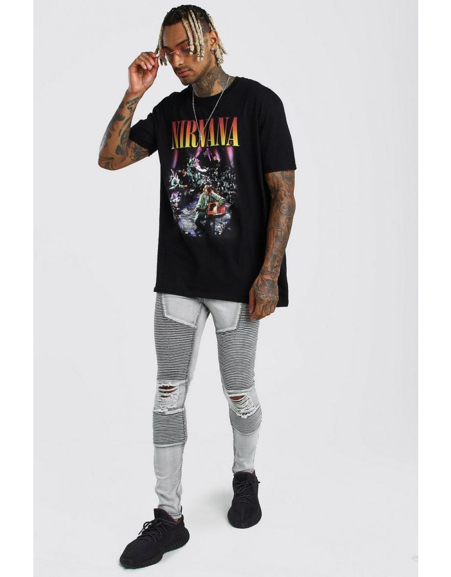 Overrsized Nirvana Kurt Print T-Shirt - black - 2