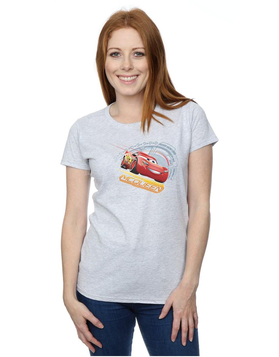 Cars Womens/Ladies Lightning McQueen Cotton T-Shirt - Sports Grey