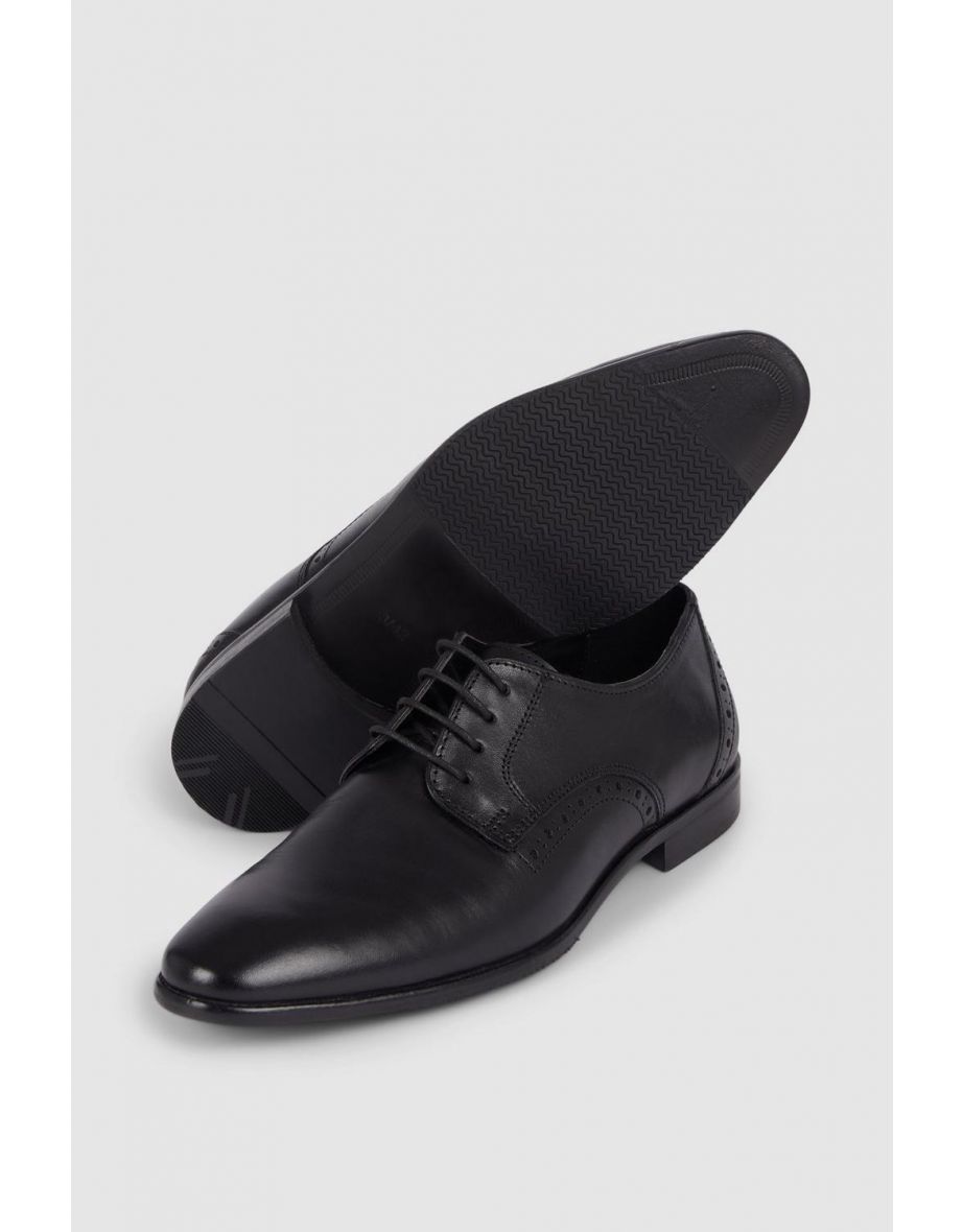 Archie Leather Formal Punch Detail Derby - black - 3