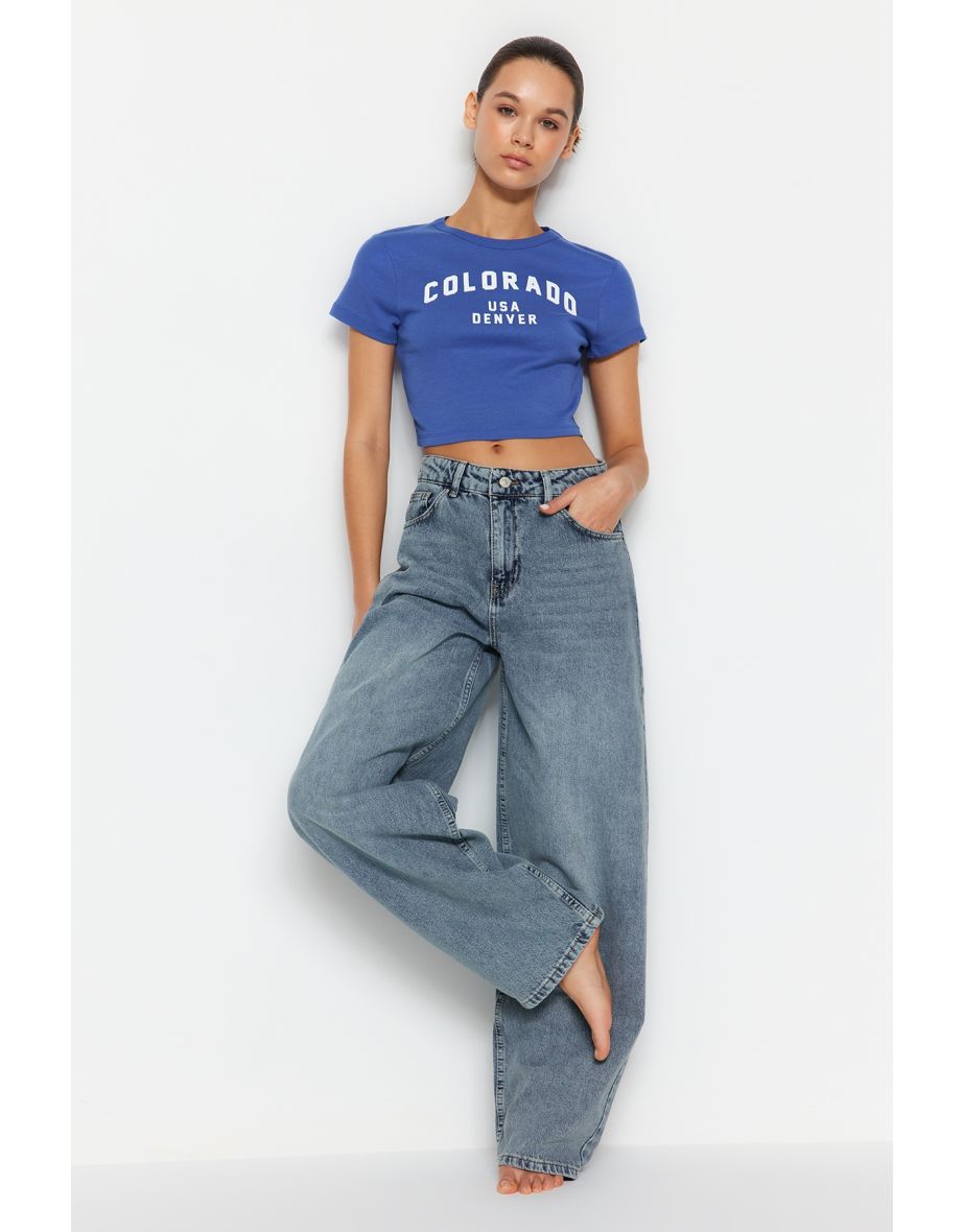 Blue Low Waist Skater Jeans