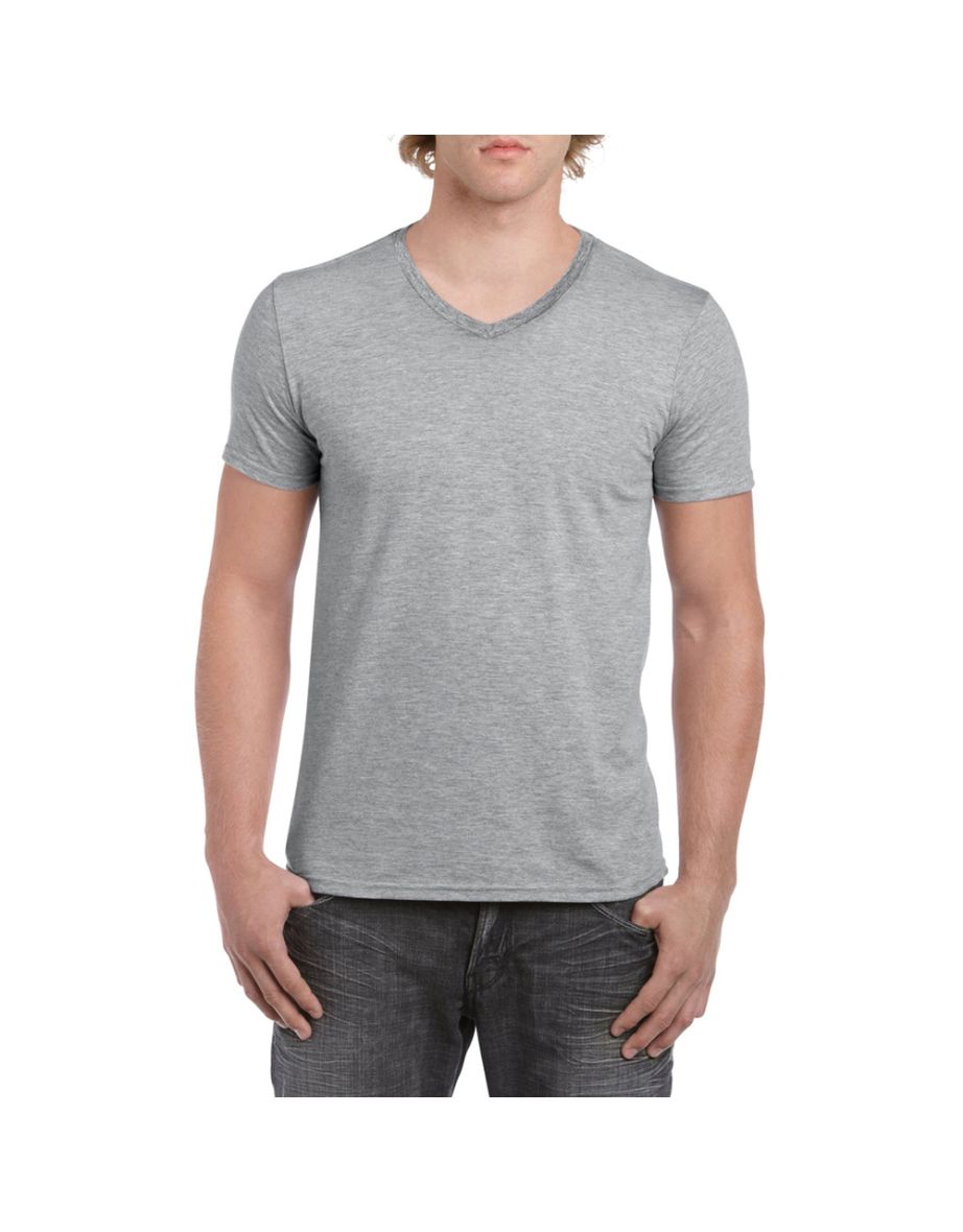 Gildan Mens Soft Style V-Neck Short Sleeve T-Shirt - Sport Grey (RS) - 3