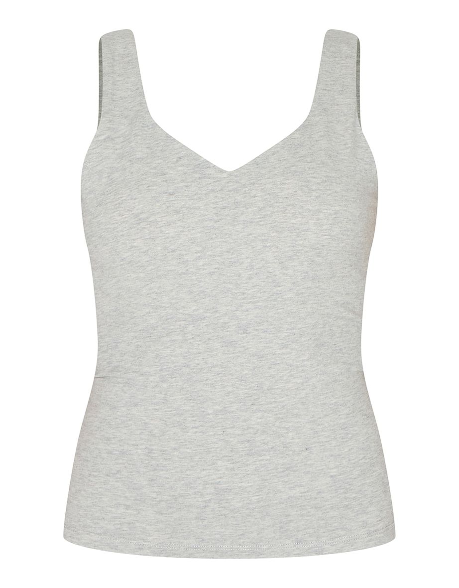 Petite Grey Marl Longline Sculpt Padded Sports Bra - 4